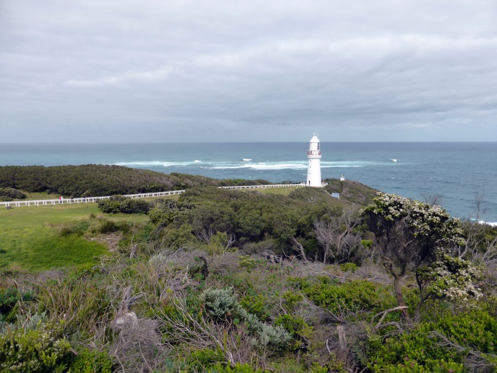 The Cape Otway Lighthouse, viewed from the the World War II bunker at the west side