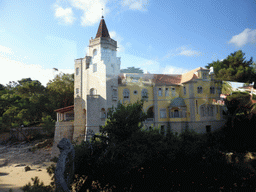 The Museu Condes de Castro Guimarães museum at the Avenida Rei Humberto II de Itália avenue, viewed from the bus from Sintra