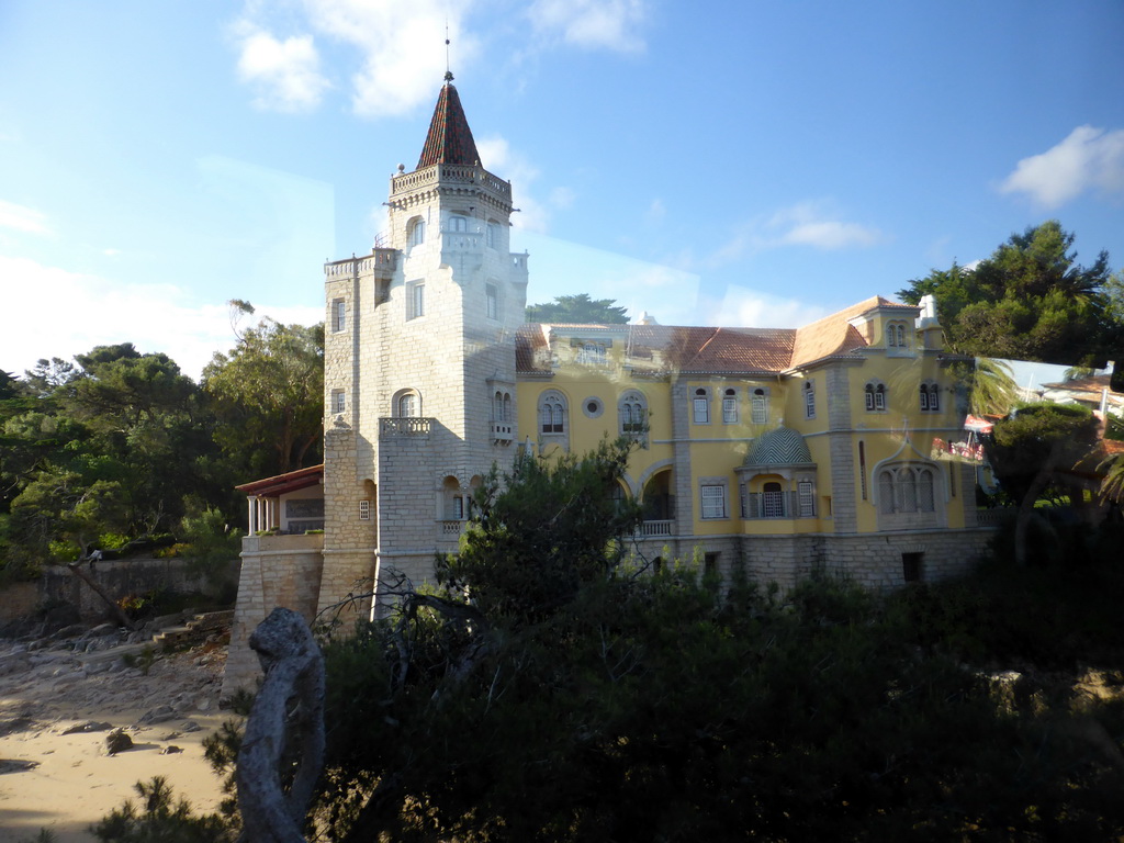 The Museu Condes de Castro Guimarães museum at the Avenida Rei Humberto II de Itália avenue, viewed from the bus from Sintra