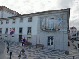 Southeast side of the Palace of the Counts of the Guard at the Passeio Dom Luis I street, viewed from the bus to Lisbon