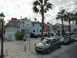 Restaurants at the Passeio Dom Luis I street, viewed from the bus to Lisbon