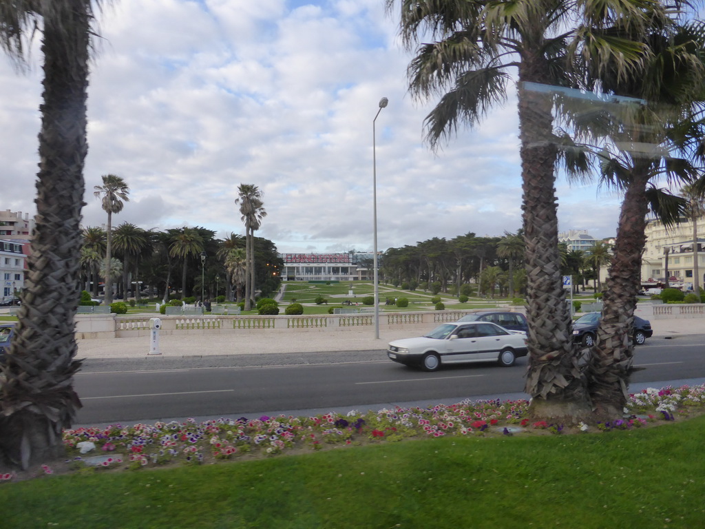 The Jardim do Estoril garden and the Casino Estoril, viewed from the bus to Lisbon on the Avenida Marginal avenue