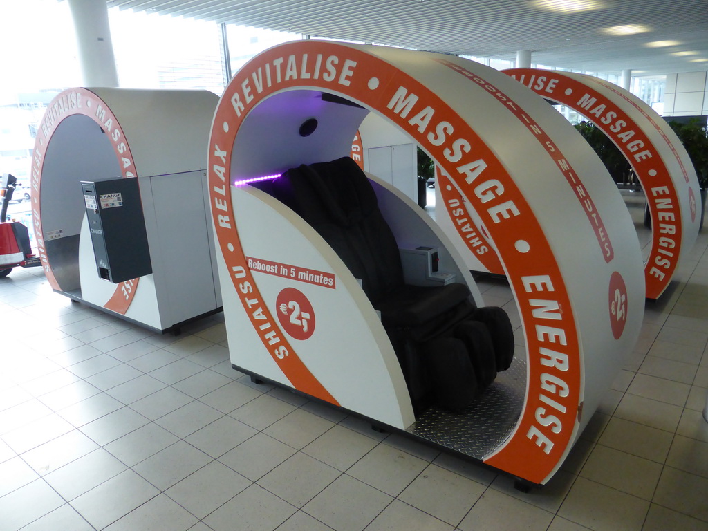 Massage chairs at the Departures Hall of Schiphol Airport