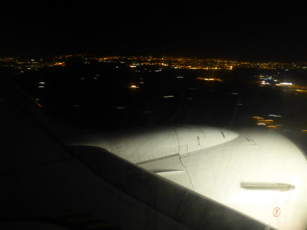 Catania and surroundings, viewed from the airplane from Amsterdam, by night