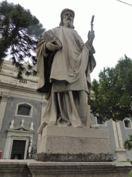 Statue of St. Leo III at the garden of the Cattedrale di Sant`Agata cathedral