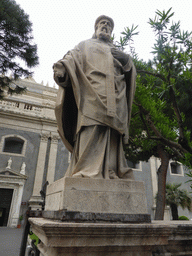 Statue of St. Athanasius at the garden of the Cattedrale di Sant`Agata cathedral