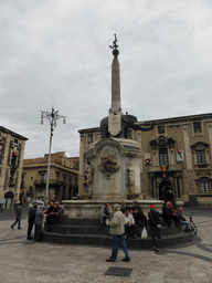 The Fontana dell`Elefante fountain at the Piazza del Duomo square