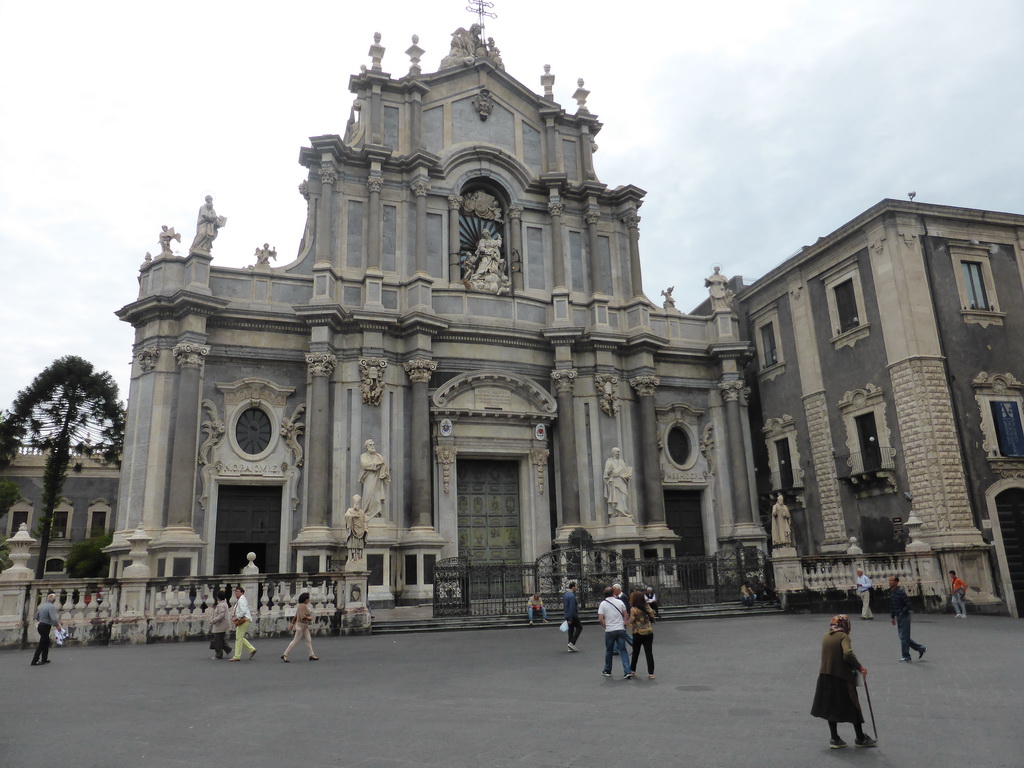 Front of the Cattedrale di Sant`Agata cathedral at the Piazza del Duomo square