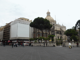 The Piazza del Duomo square with the garden of the Cattedrale di Sant`Agata cathedral, the Palazzo S. Alfano palace and the Chiesa della Badia di Sant`Agata church