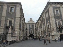 The Piazza del Duomo square with the Porta Uzeda gate