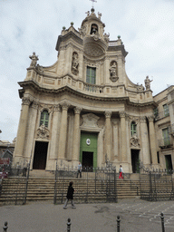 Front of the Basilica della Collegiata church at the Via Etnea street