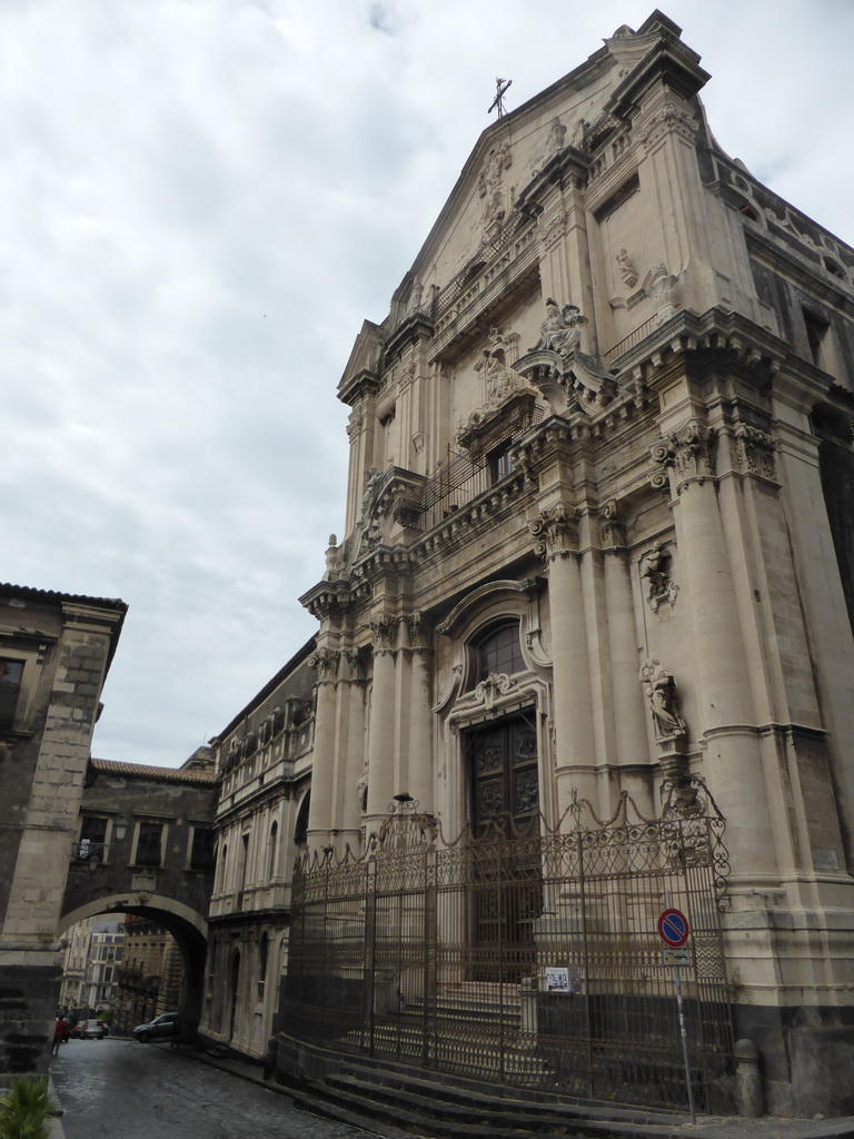 Front of the Chiesa di San Benedetto church at the Via dei Crociferi street