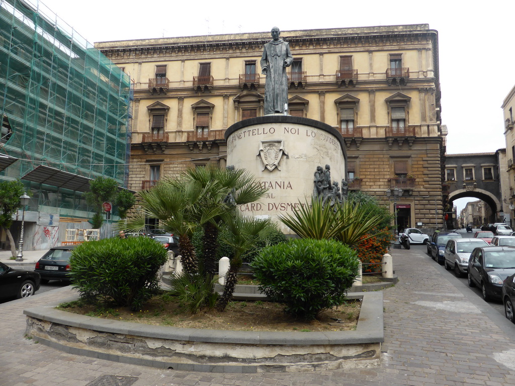 The Monument to Cardinal Dusmet at the Piazza San Francesco d`Assisi square