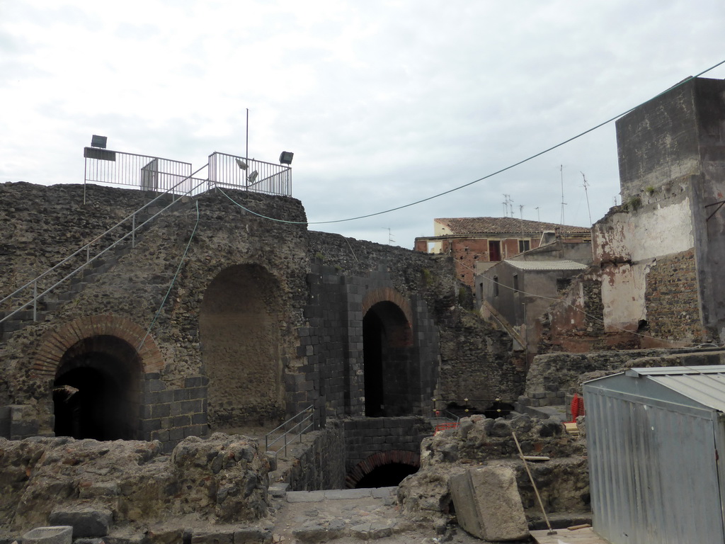 The outer layer of the Greek-Roman Theatre, viewed from the Via Teatro Greco street