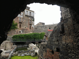 The cavea and orchestra of the Greek-Roman Theatre, viewed from the entrance