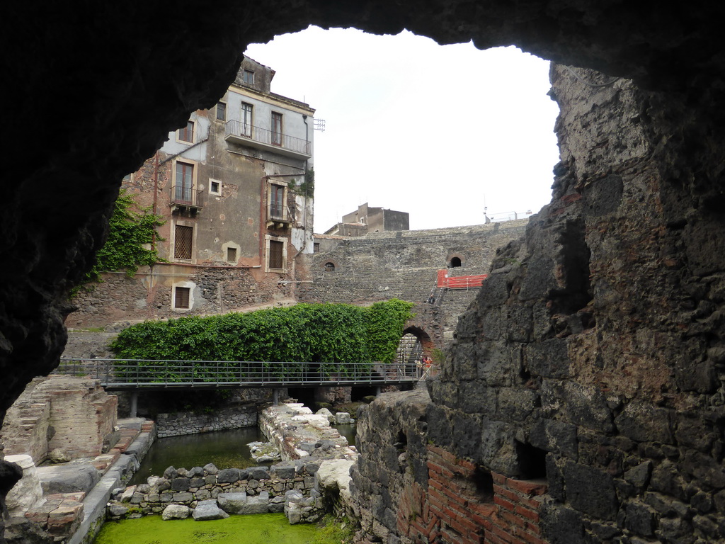 The cavea and orchestra of the Greek-Roman Theatre, viewed from the entrance