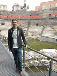 Tim with the cavea and orchestra of the Greek-Roman Theatre