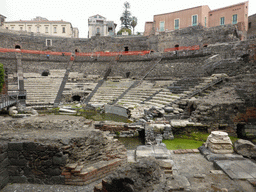 The cavea and orchestra of the Greek-Roman Theatre, viewed from the entrance