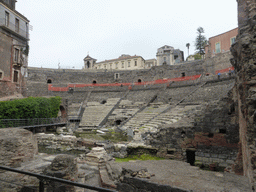 The cavea and orchestra of the Greek-Roman Theatre, viewed from the entrance