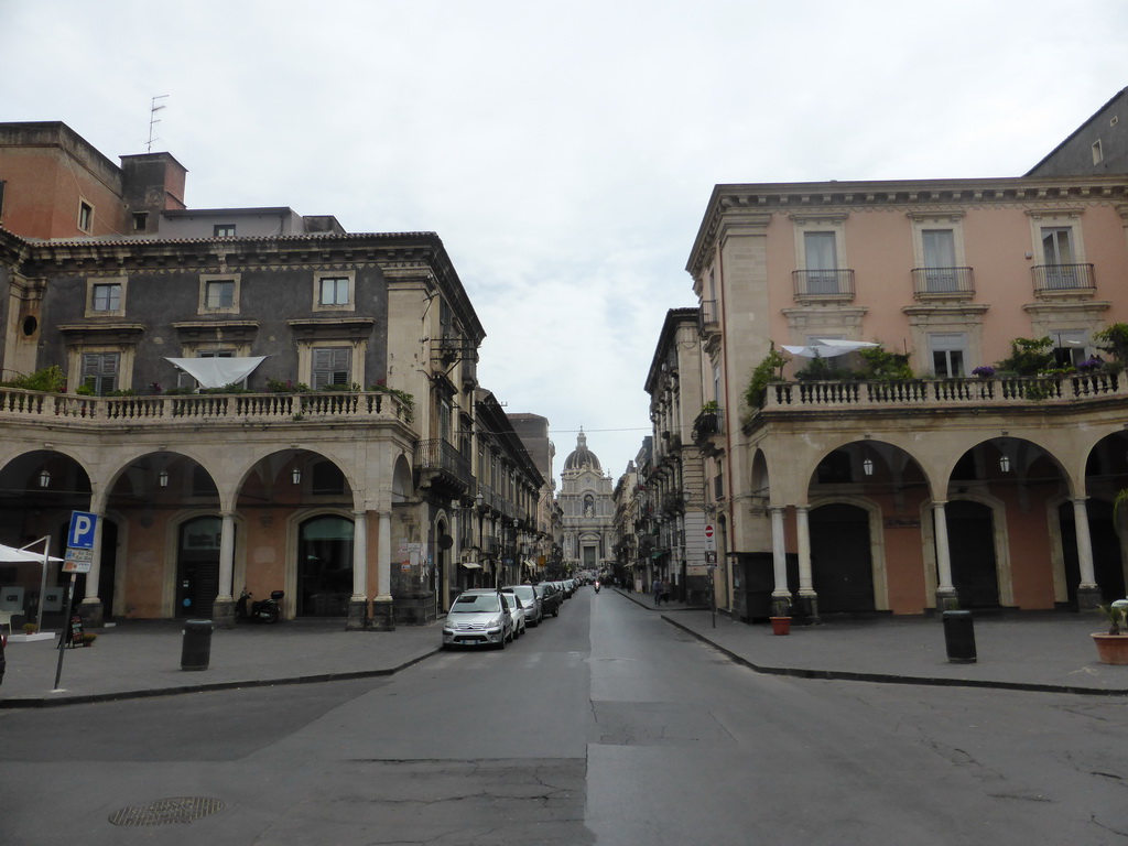 The Via Giuseppe Garibaldi street and the Cattedrale di Sant`Agata cathedral, viewed from the Piazza Mazzini square