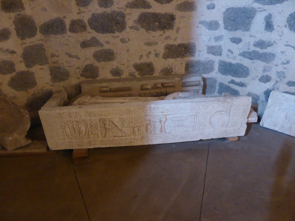 Plaster copy of Constance of Aragon`s sarcophagus at the Flag Tower at the Castello Ursino castle