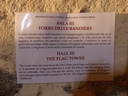 Information on the Flag Tower at the Castello Ursino castle