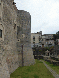 Southeast side of the Castello Ursino castle and its moat