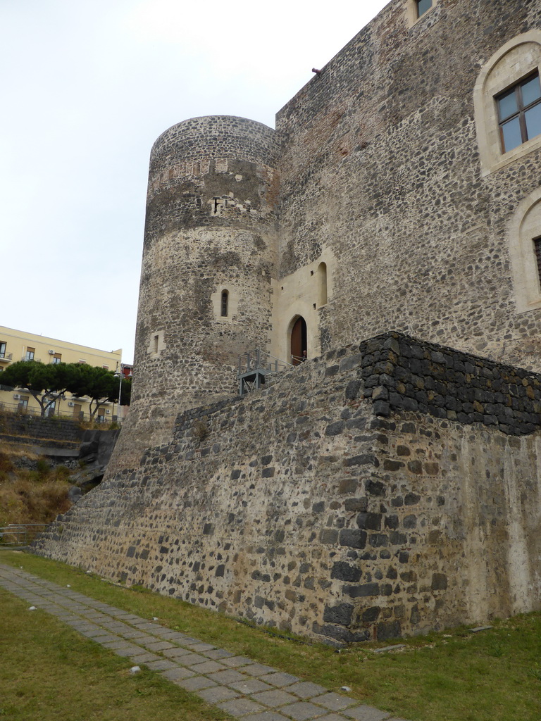 Southwest side of the Castello Ursino castle and its moat