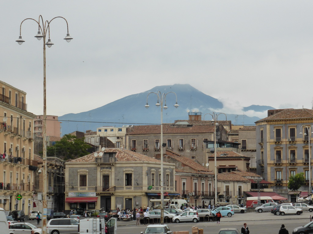 The Piazza Carlo Alberto square and Mount Etna