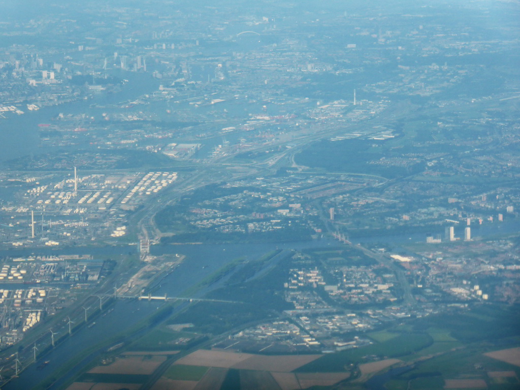 The harbour of Rotterdam, viewed from the airplane to Amsterdam