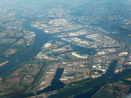 The harbour of Rotterdam, viewed from the airplane to Amsterdam
