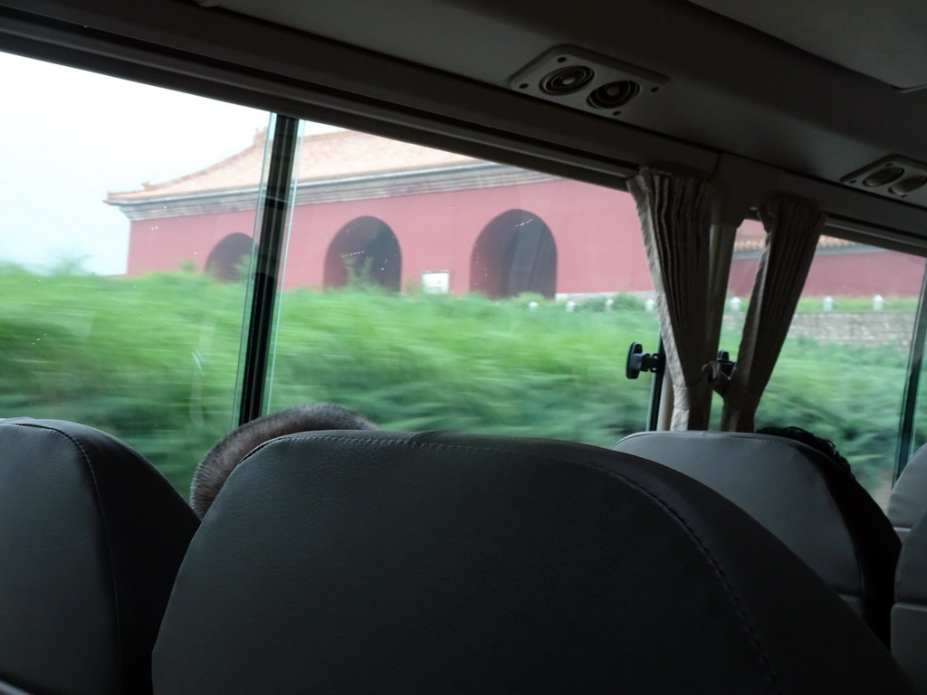 The Great Palace Gate leading to the Sacred Road of the Ming Dynasty Tombs, viewed from the tour bus