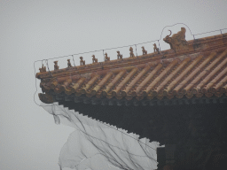 Detail of the southwest side of the roof of the Hall of Eminent Favour at the Changling Tomb of the Ming Dynasty Tombs