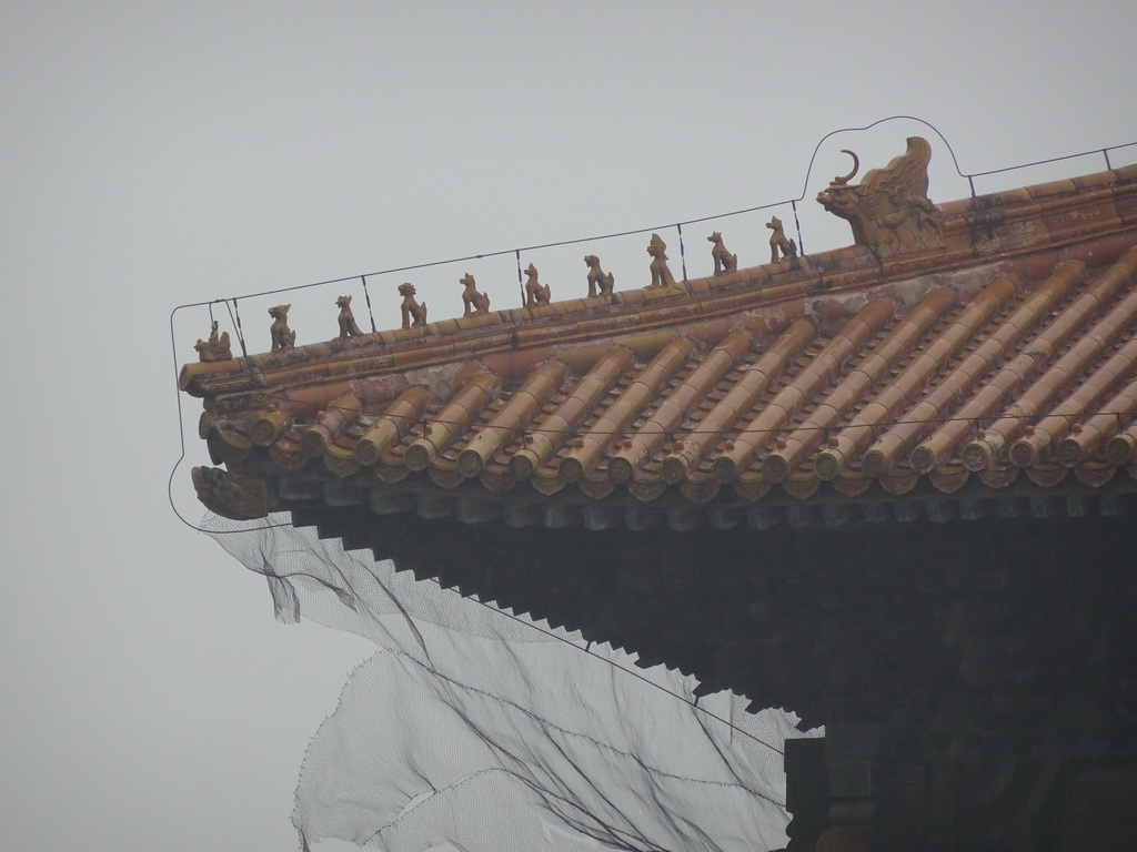 Detail of the southwest side of the roof of the Hall of Eminent Favour at the Changling Tomb of the Ming Dynasty Tombs