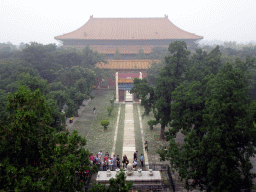 The Five Offerings altar and the back sides of the Ling Xing Gate and the Hall of Eminent Favour at the Changling Tomb of the Ming Dynasty Tombs, viewed from the Soul Tower