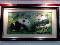 Jade painting of two Giant Pandas in the jade workshop at Jingyin Road