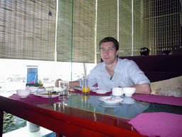 Tim having breakfast in Lotus Huatian Hotel Changsha