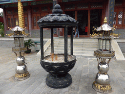 Incense burners in front of the left side hall of the Yongqing Temple