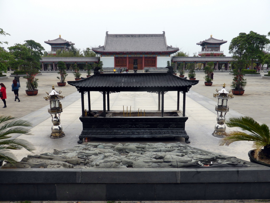 The central square of the Yongqing Temple with its incense burners, viewed from the central hall