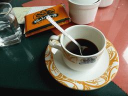 Cup of Hainanese coffee in a café at the Fushan Town Center of Coffee Culture and Customs