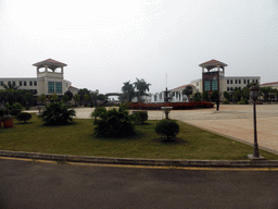 Central square with fountain at the Fushan Town Center of Coffee Culture and Customs