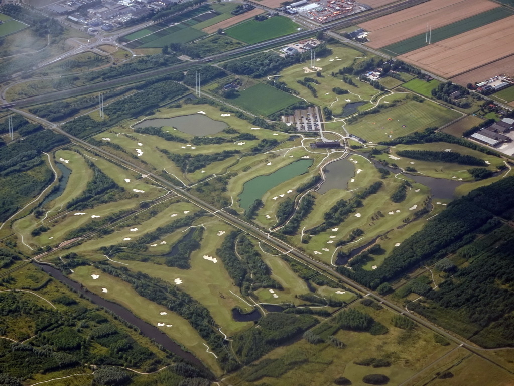 The Bentwoud golf course, viewed from the airplane from Rotterdam