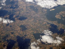 Towns and fields in the south of Germany, viewed from the airplane from Rotterdam