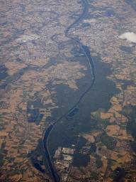 The Danube river and the city of Ingolstadt, viewed from the airplane from Rotterdam