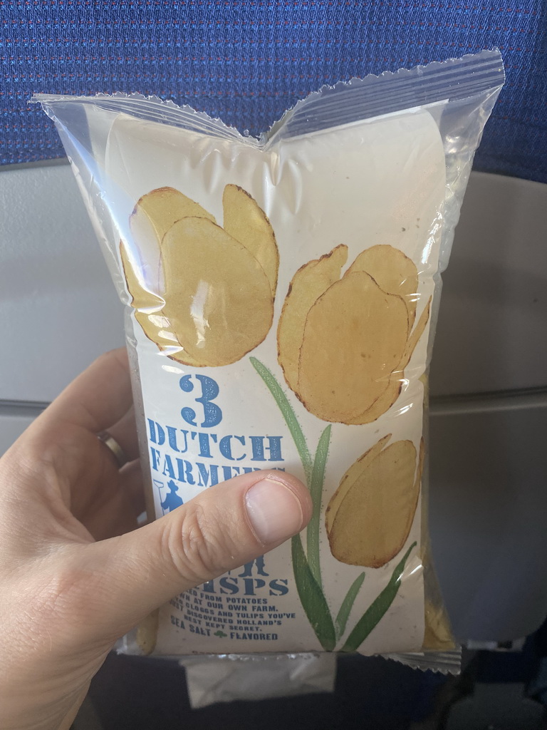 Bag of chips at the airplane from Rotterdam