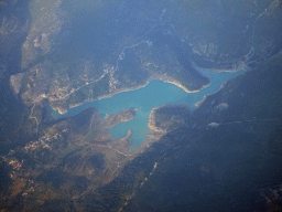The Zeleno Jezero lake, viewed from the airplane from Rotterdam