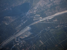Bridge at the E65 road near the town of Veliki Prolog, viewed from the airplane from Rotterdam