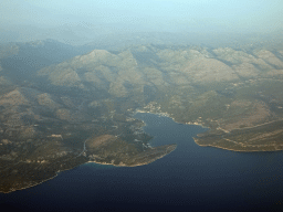 The Luka Slano inlet and the town of Slano, viewed from the airplane from Rotterdam