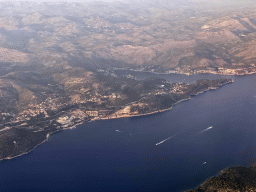 Zaton Bay and the towns of Oraac and Zaton, viewed from the airplane from Rotterdam