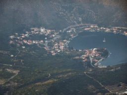 Zaton Bay and the town of Zaton, viewed from the airplane from Rotterdam